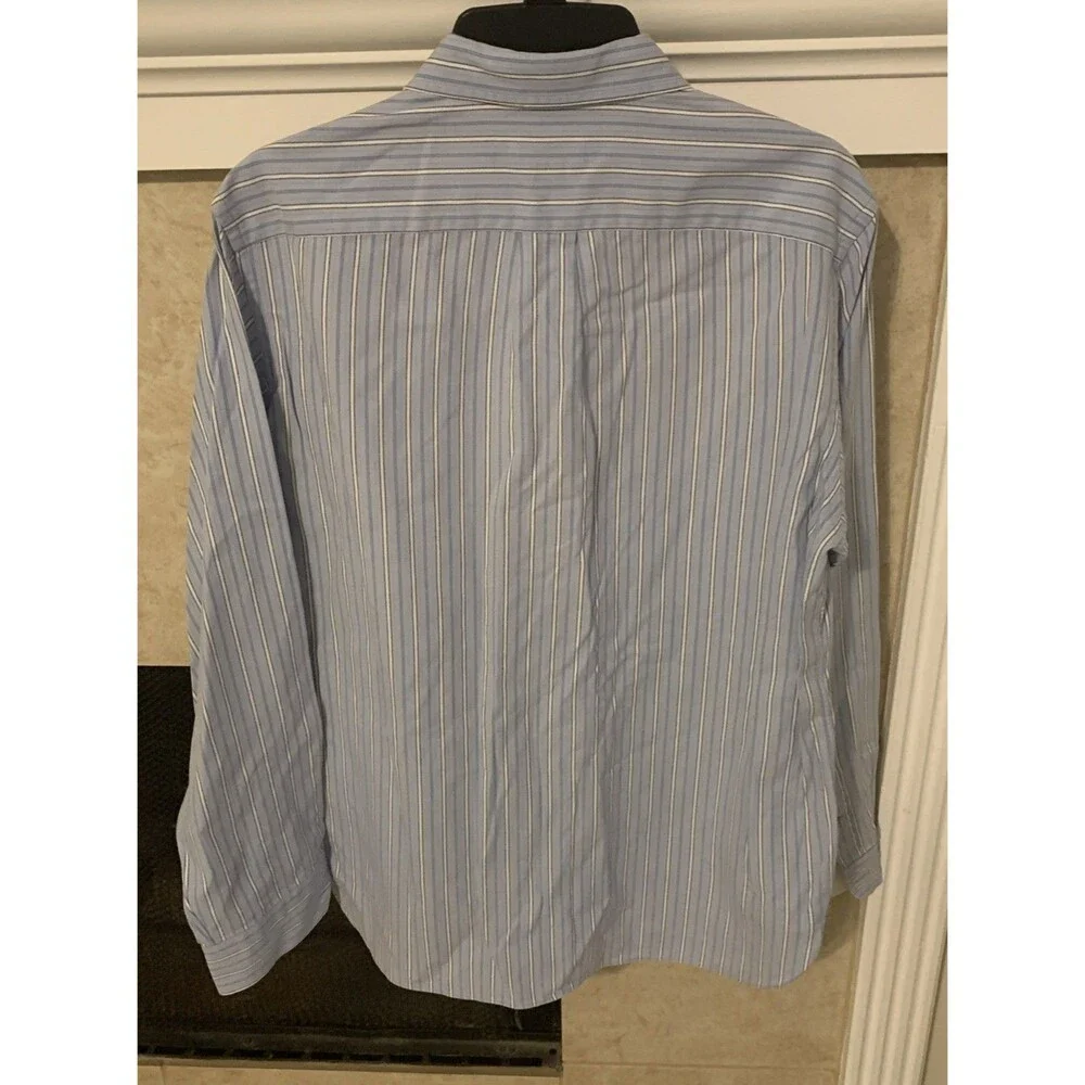 J Crew Shirt Mens Medium Baby Blue Striped Button Long Sleeve